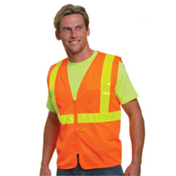 Unisex USA Made M22610/LZ, Class 2, Level 2 ANSI High Vis Mesh Safety Vest Thumbnail