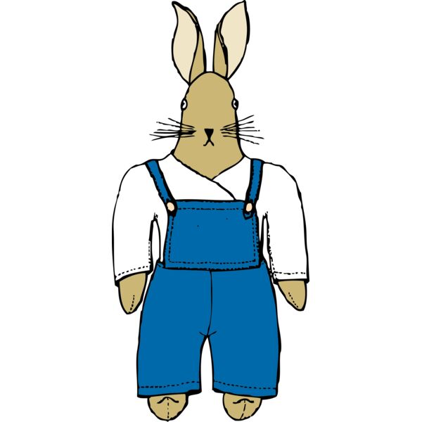 johnny automatic bunny in overalls front view Thumbnail