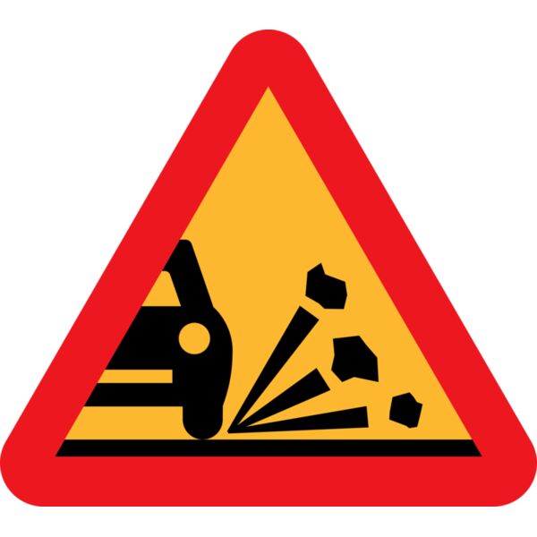 ryanlerch Loose stones on the road roadsign Thumbnail
