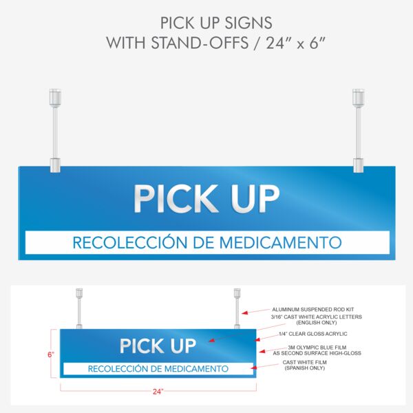 Pick Up Signs With Stand-Offs/ 24"x 6" Thumbnail