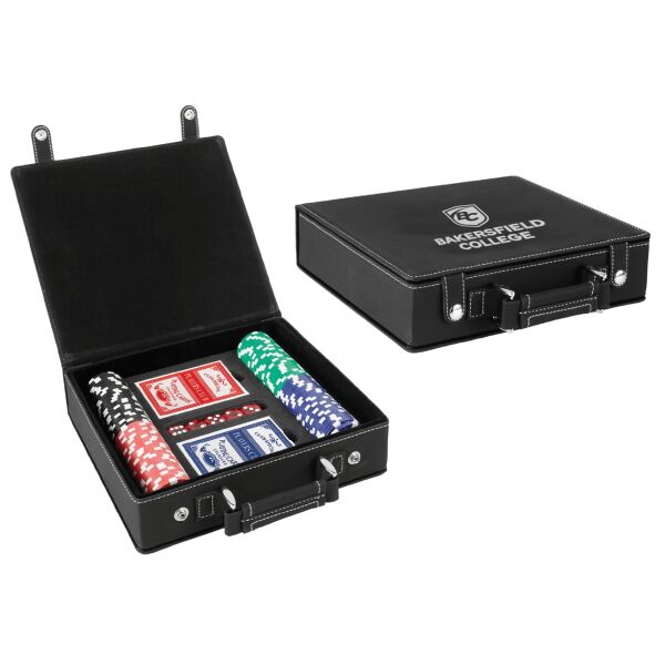 Black/Silver Laserable Leatherette 100 Chap Poker Set Thumbnail