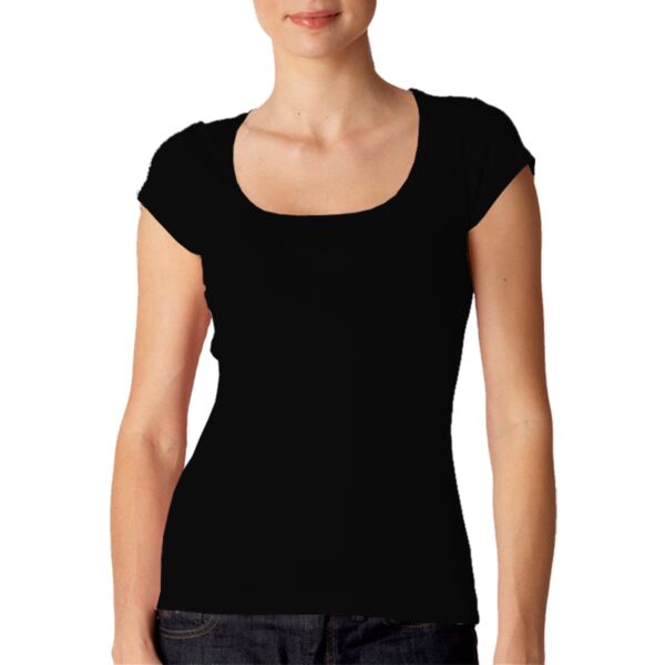 Ladies’ Sheer Rib Blend Scoop Tee Thumbnail