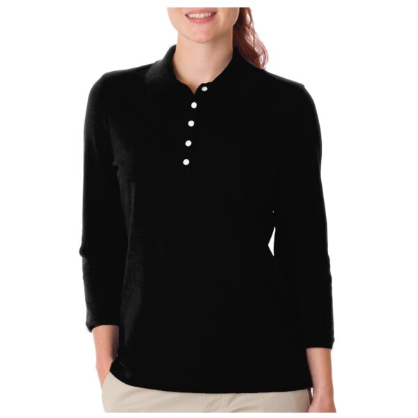 Z0083 Ladies' 3/4-Sleeve Silk-Washed Blend Pique Polo Thumbnail