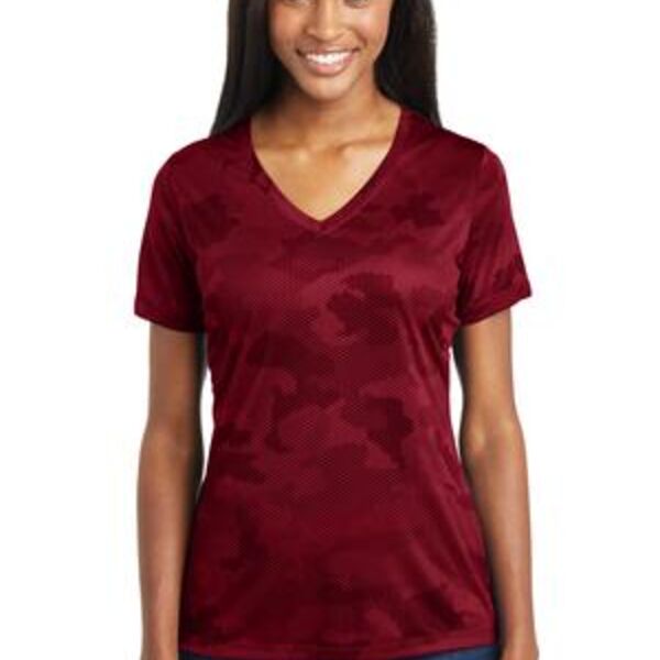 Ladies CamoHex V Neck Tee Thumbnail