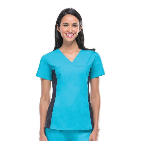 Women's Cherokee Flexibles V-Neck Knit Panel Top - 2 Pockets Thumbnail