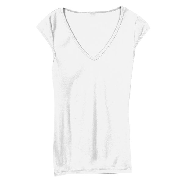 Ladies’  4 oz. Sheer Rib Deep V-Neck Thumbnail