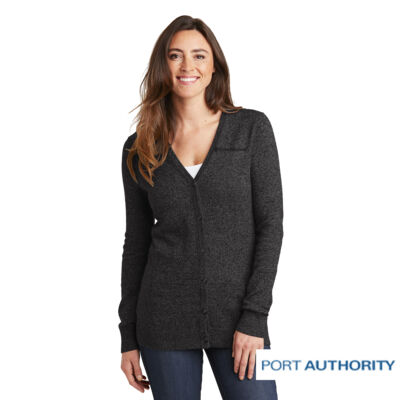 Port Authority Ladies Marled Cardigan Sweater Thumbnail