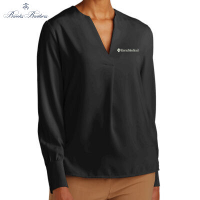    -Brooks Brothers  Women's Open Neck Satin Blouse Thumbnail